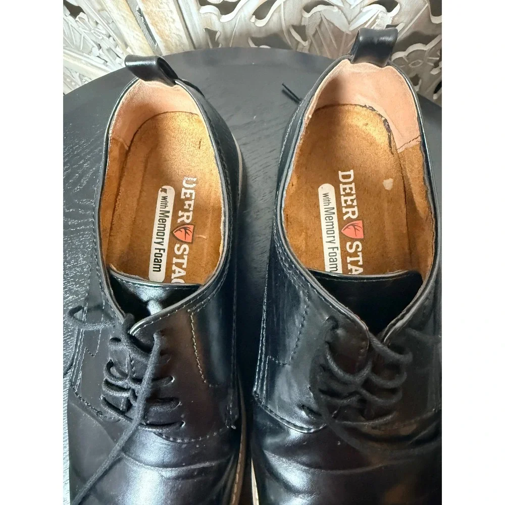 Deer Stags Highland Mens Black Simulated Leather Memory Foam Oxford Shoes 10.5 M